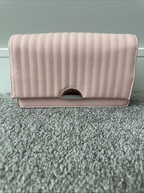 Women's Quilted Blush Pink Crossbody Clutch